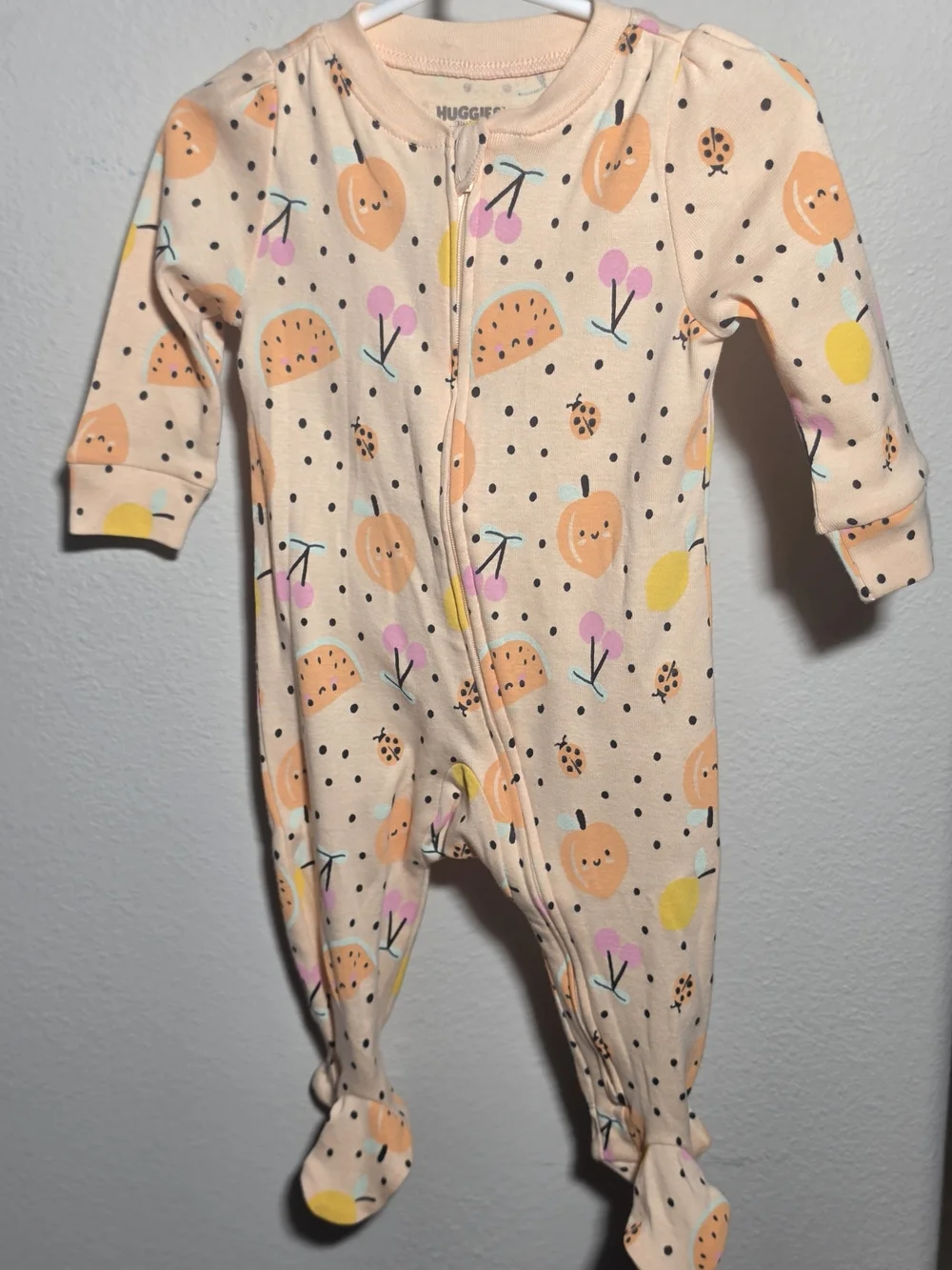 Huggies Little Hugs Peach Polka Dot Organic Cotton Baby One-Piece
